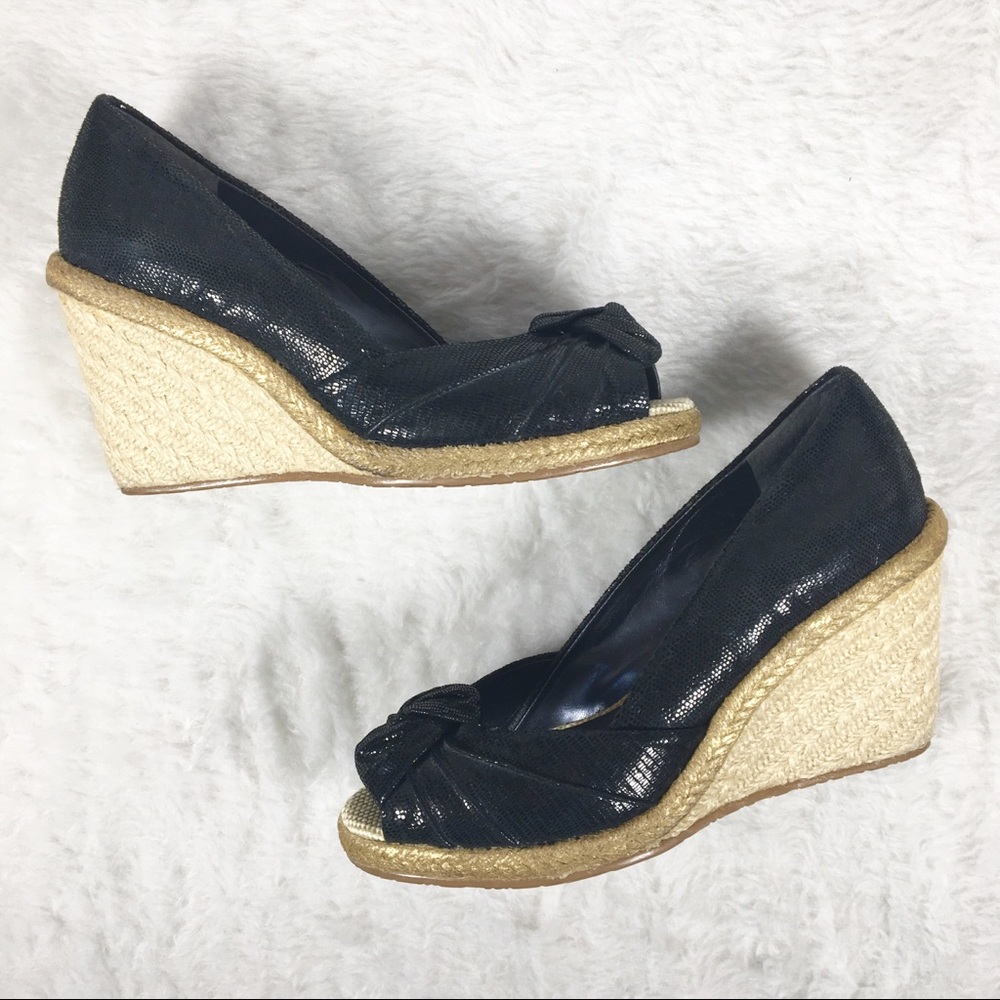 Arturo Chiang Hummel Black Peep Toe Wedges